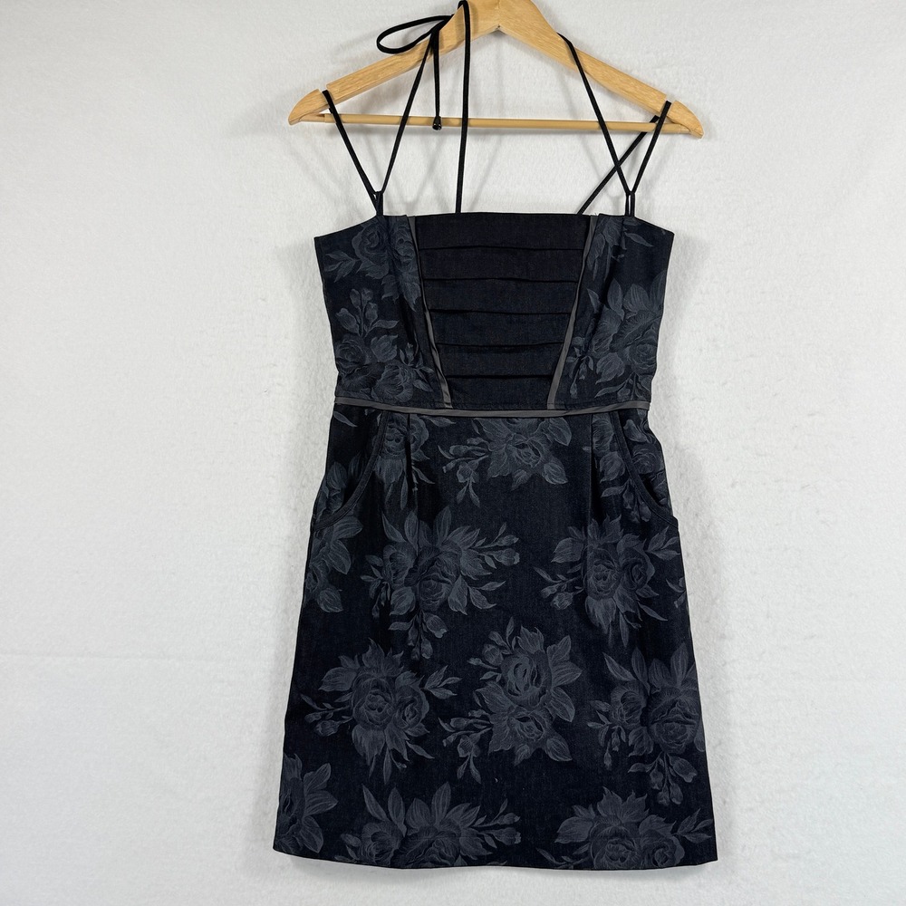 Annie 50 Floral Dress‎ Womens Small Black Halter Goth Whimsigoth Moody Dark Edgy